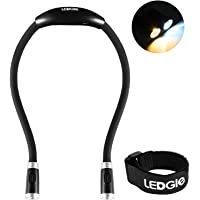 LEDGLE Manos Libres luz de Abrazo- Cuello Libro luz Recargables LED luz de Noche Lámpara de Lectura Flexible- 4 Cuentas…